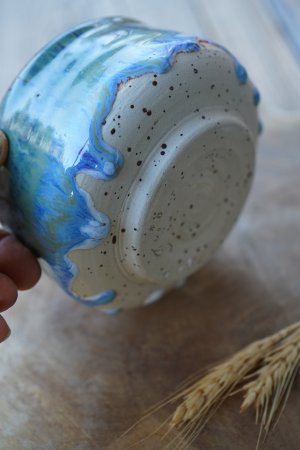 Matcha Schale blaugranit grün sprenkel